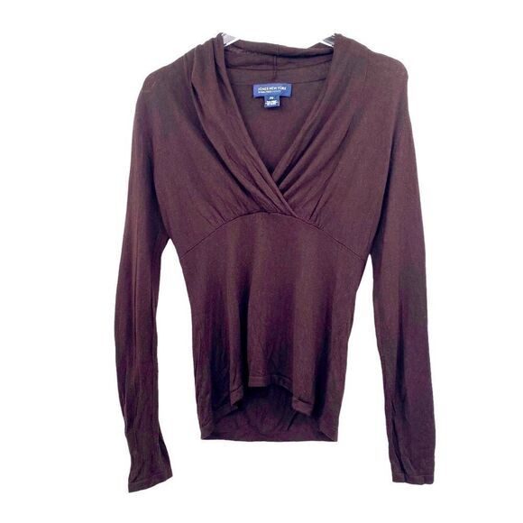 Jones New York Brown V Neck Sweater | Size PS - Picture 2 of 7